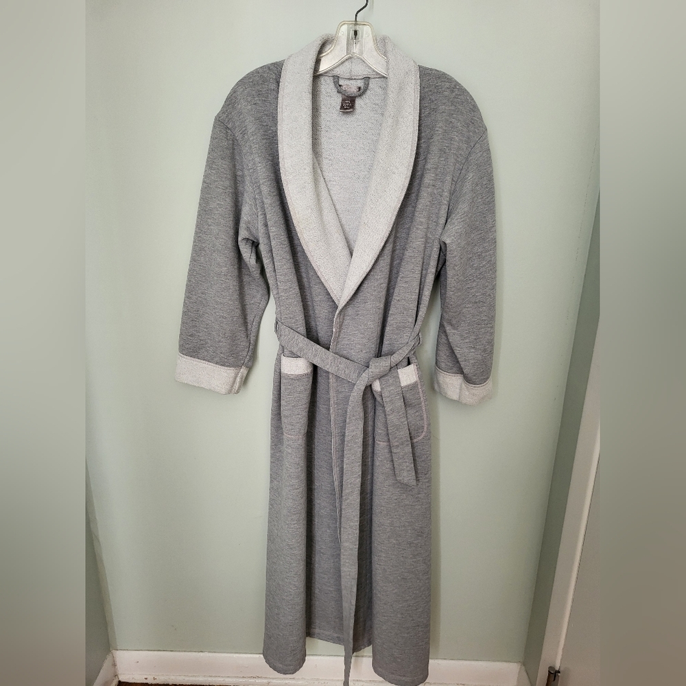 Nordstrom Women Medium Large M/L Long Shawl Collar Gray Robe‎ Sleepwear